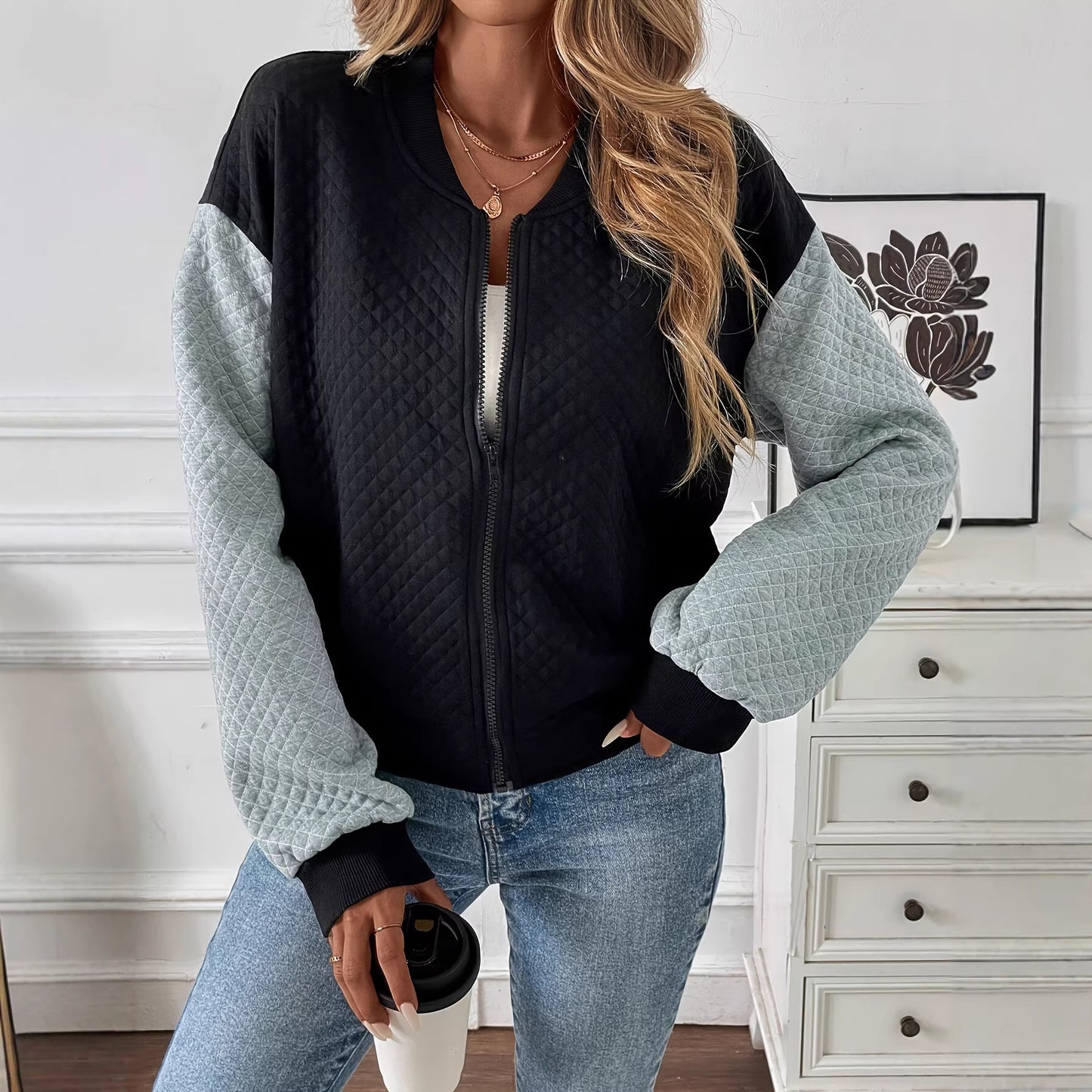 Veste Zippée Color Block – Style Casual & Moderne