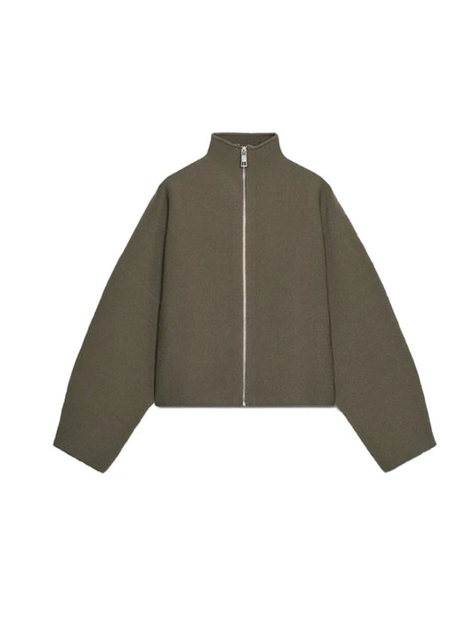 Veste Courte Vintage Col Montant Zippée – Coupe Ample & Chaleur Garantie