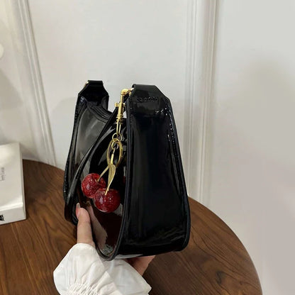 Sac à Main Femme en Cuir PU – Pendentif Cerise, Bandoulière & Style Fashion Quotidien